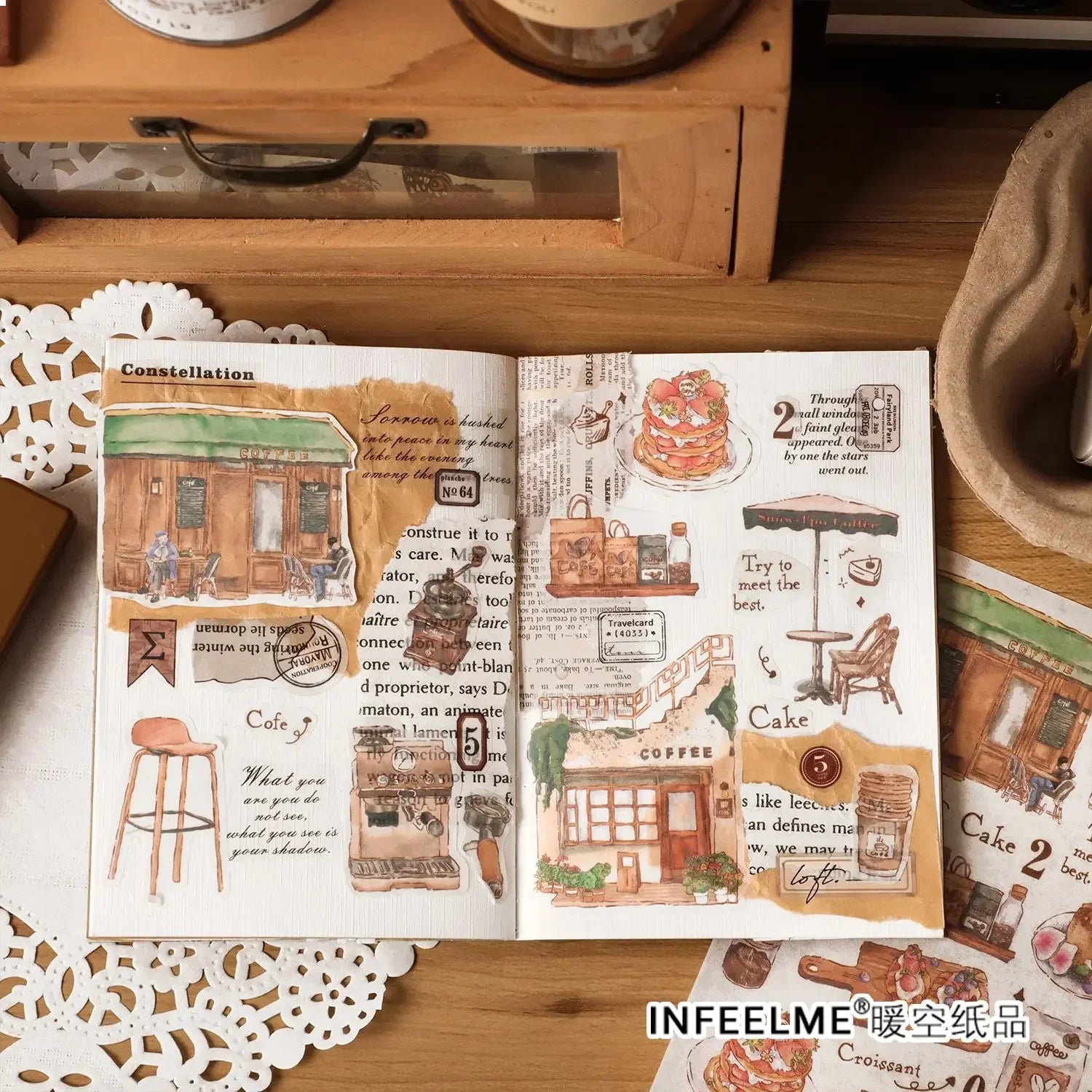DIY Washi Paper Sticker Pack | Creative Scrapbook Decorative Stickers close-up view