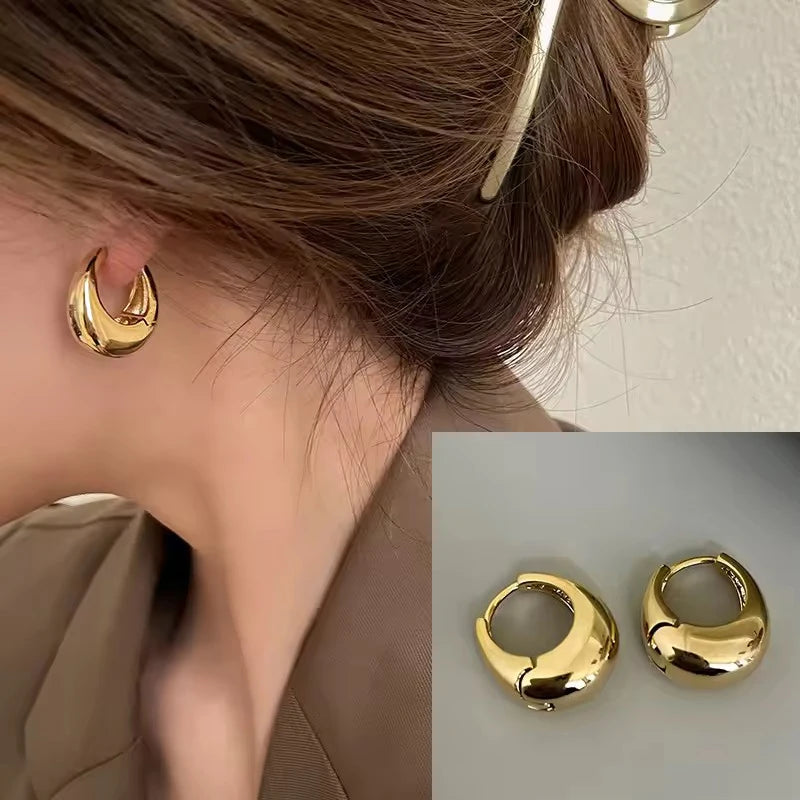 PANJBJ925 Sterling Silver Frosting Hoop Earrings For Women Texture Geometry Design Tr lifestyle view