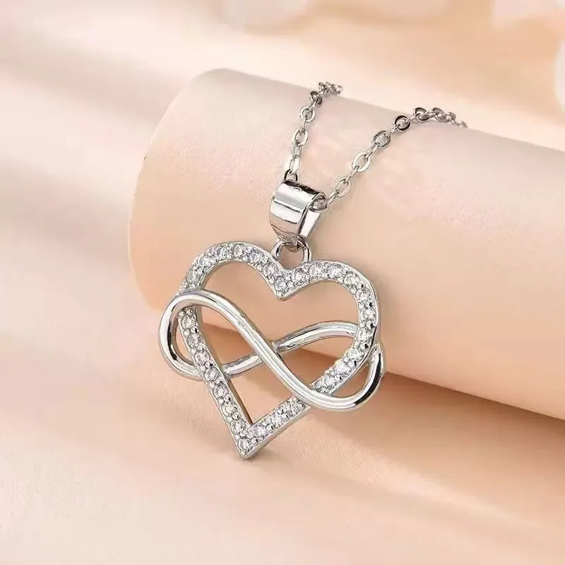 925 Sterling Silver Zircon Fashion Korean Women Elegant Round Pendant Necklace Birt additional angle