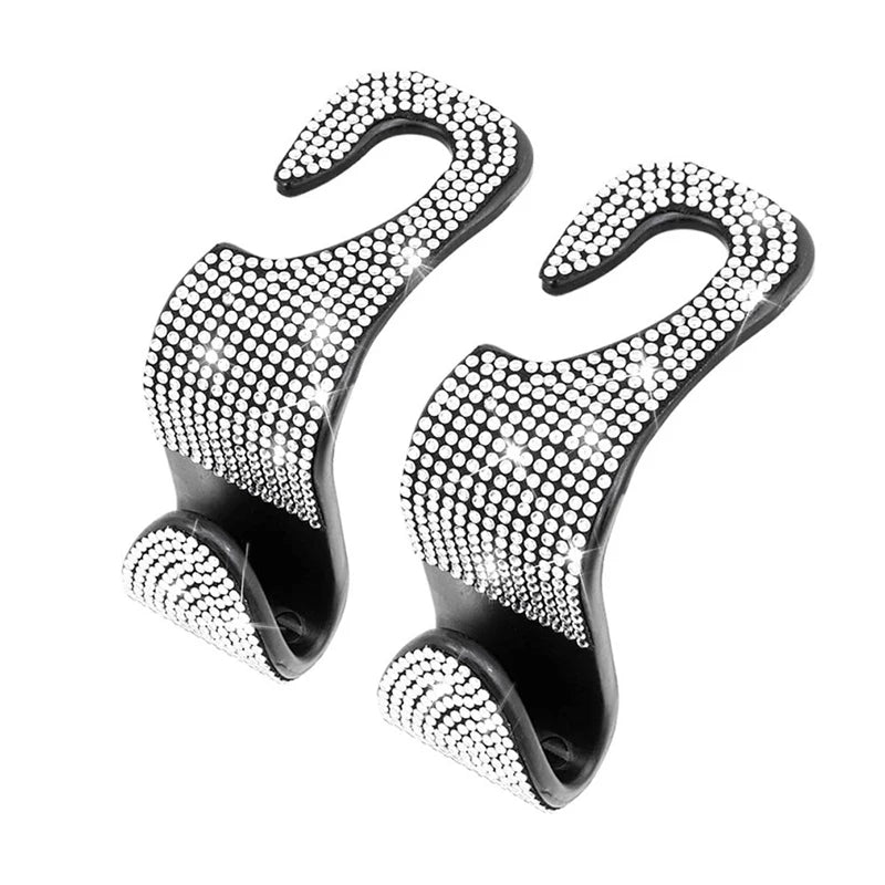 Rhinestone Decor Car Seat Back Hook Hanger Universal Bling Diamond Vehicle Auto Headr lifestyle view