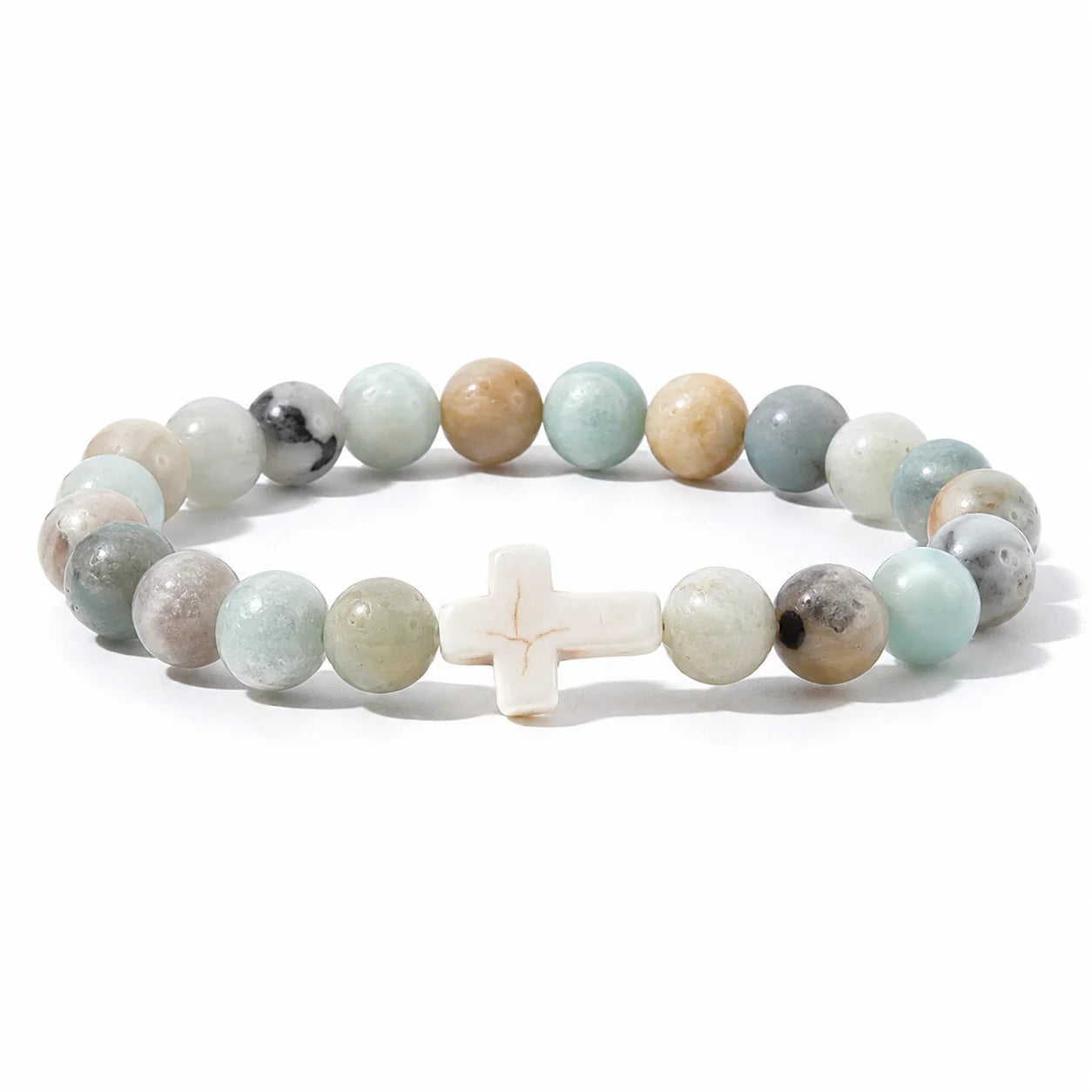 Prayer Men Natural Stone Wood Beads Rosary Hematite Cross Bracelets Onyx Meditation B alternate view