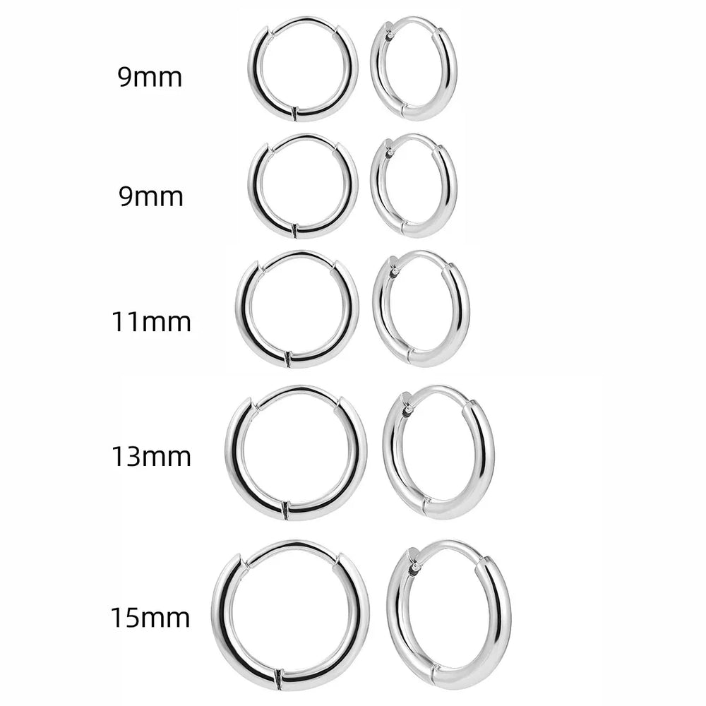 15/20/25mm Stainless Steel Hoop Earring Set | Silver Cartilage Huggie Earrings for Wo lifestyle view