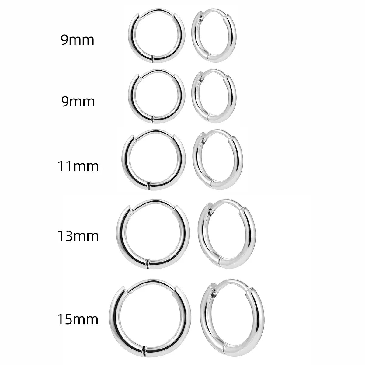 15/20/25mm Stainless Steel Hoop Earring Set | Silver Cartilage Huggie Earrings for Wo lifestyle view