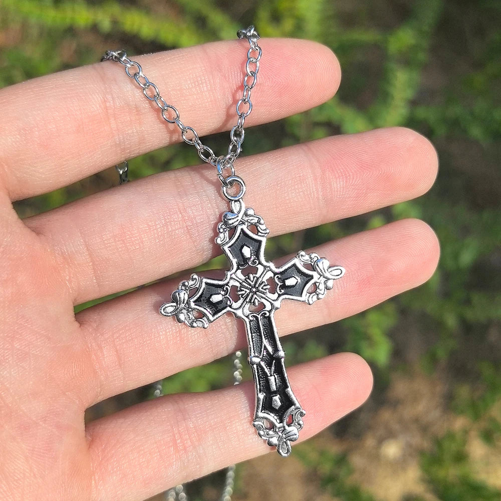 Special Wind Cross Skeleton Spider Set Necklace, Y2K Personalized Trendy Cool Girl Nec close-up view