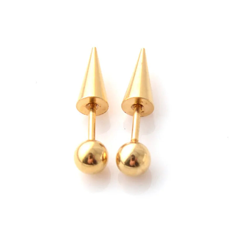 1Pair 16G 316L Stainless Steel Spike Stud Earrings, Screw Back Cartilage Tragus Conch close-up view
