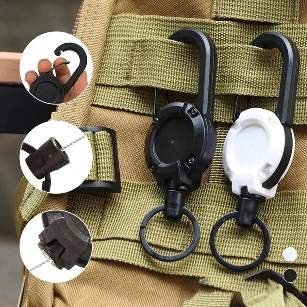 Retractable Heavy Duty Pull Reel Carabiner Key Chains Strong Steel Wire Rope Buckle S alternate view
