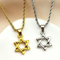 Magen David Star Pattern Chain For Women Men Stainless Steel Gold Color Judaism Faith alternate view