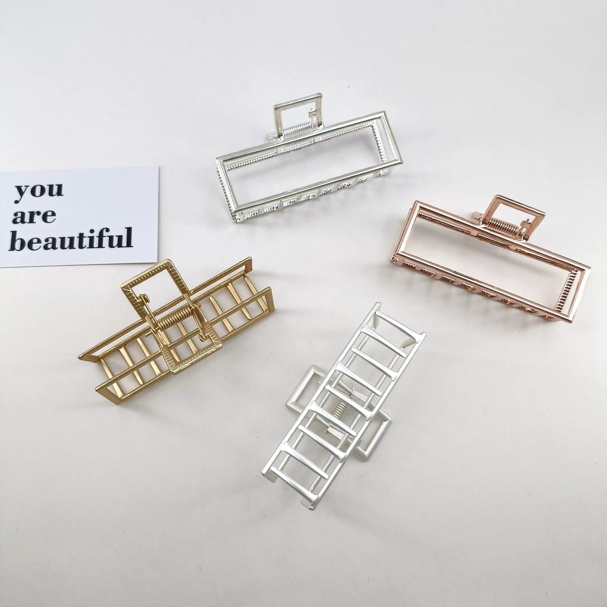 GoldHollow Geometric Hair Clips Metal Hair Claw Cross Hairclip Headband Hairpin Sliver Hair Crab Wom