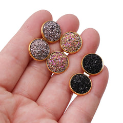 Glitter Resin Stud Earrings Set | Colorful Stainless Steel Jewelry alternate view