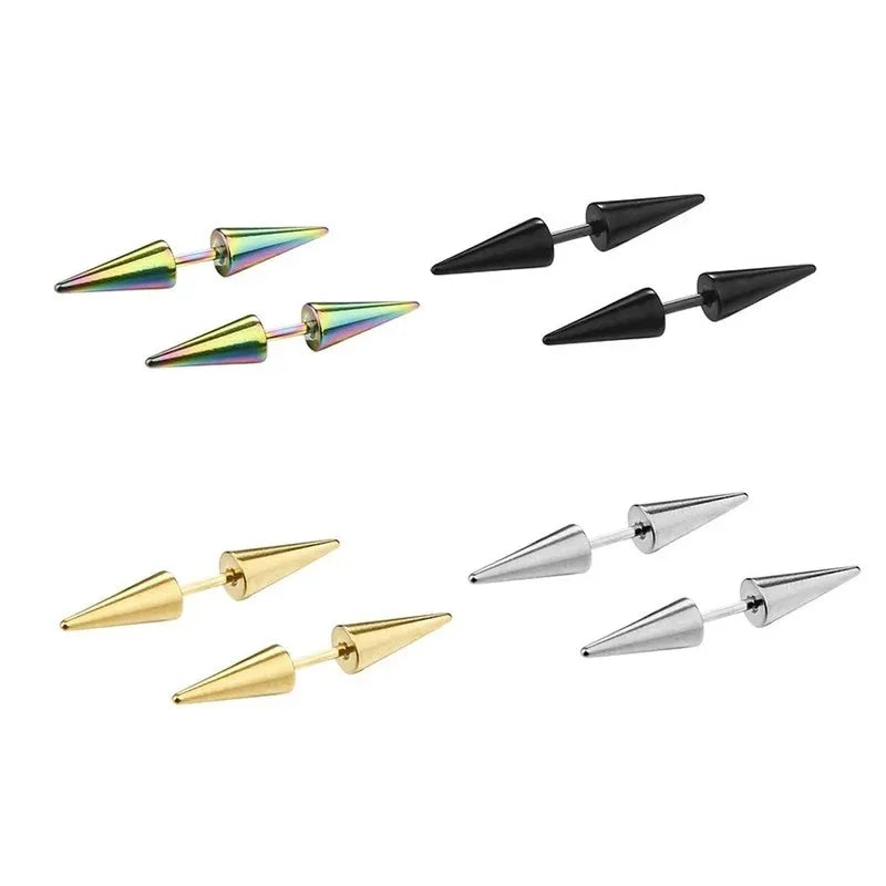 1Pair Fashion 316L Stainless Steel Spike Stud Earrings for Women Men, Classic Cartilag close-up view