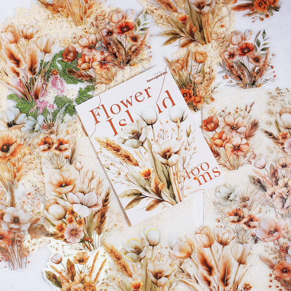 20 PET Flower Stickers for Scrapbooking | Transparent Adhesive Decorative Set detail view