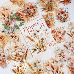 20 PET Flower Stickers for Scrapbooking | Transparent Adhesive Decorative Set detail view