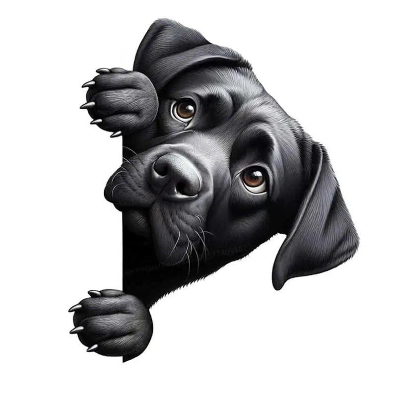 Dog Peeking Around The Corner Light Switch Wall Sticker | Cartoon Animal Decals for DI close-up view