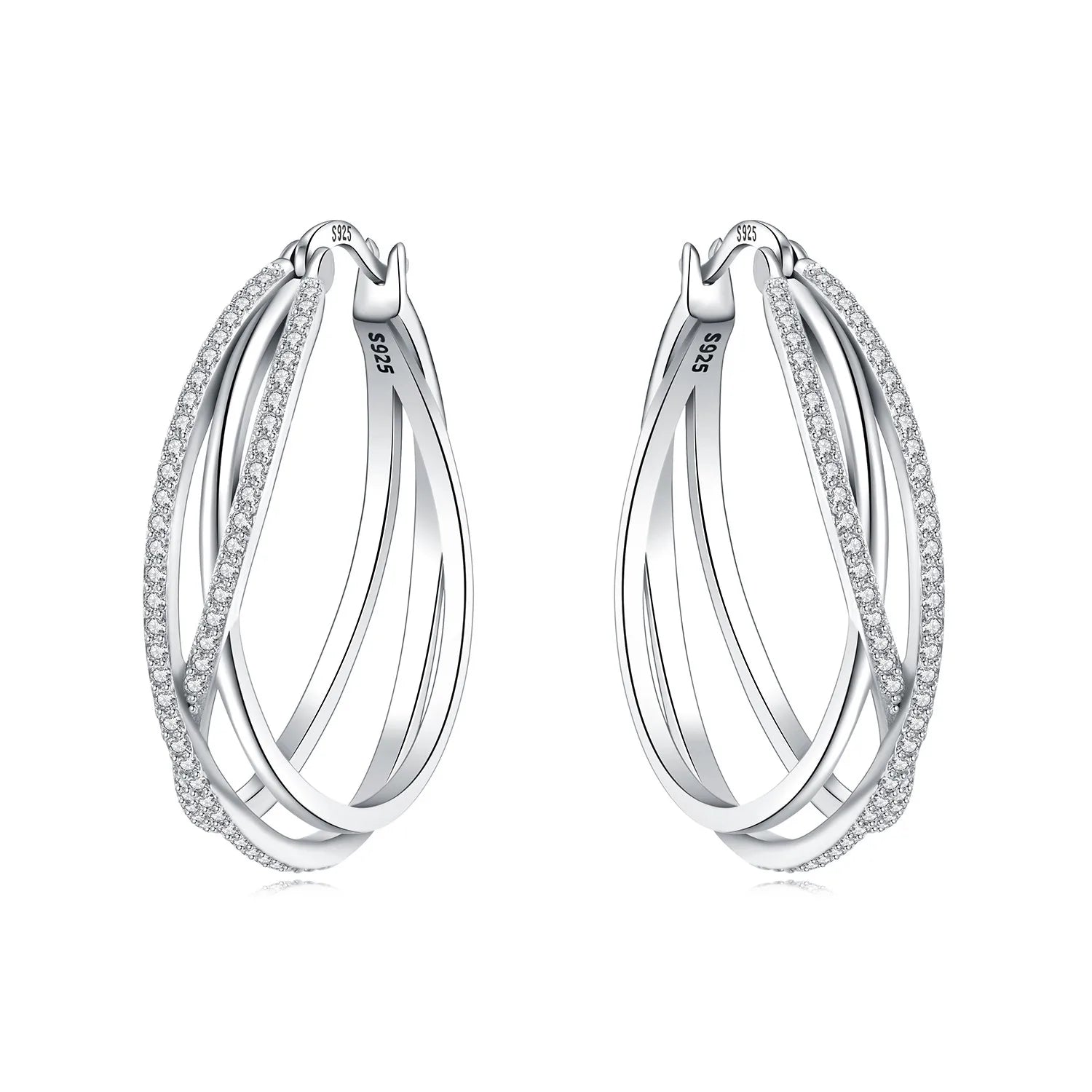 Orstarry S925 Sterling Silver Square Chain With Stone Inlaid Earrings Hoop Earrings Fo close-up view