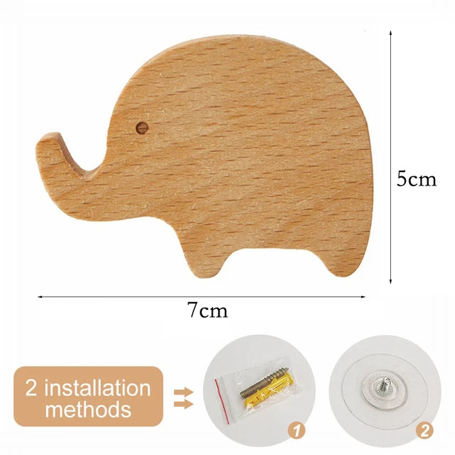 Wooden Animal Hook | Cute Wall Mounted Coat and Key Holder additional angle