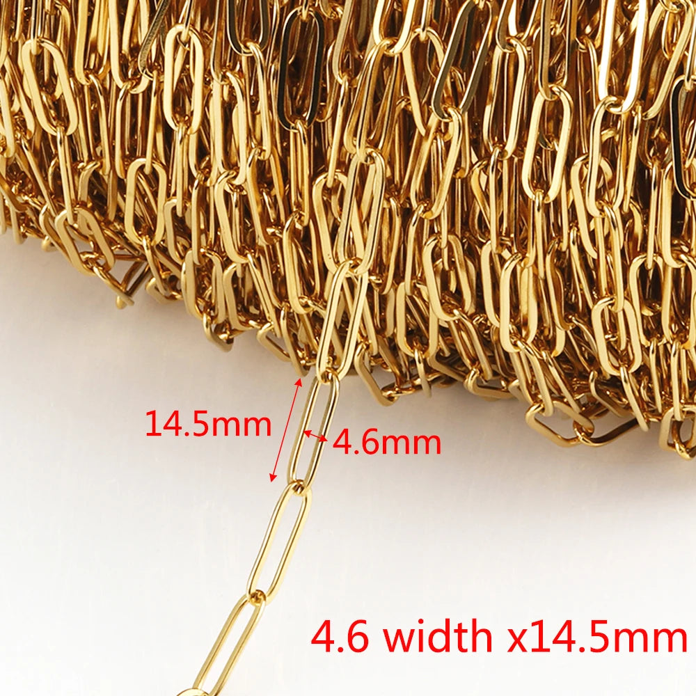 2Meters Stainless Steel Link Cable Gold Chains for DIY Jewelry Making Rolo Chain Beads C detail view