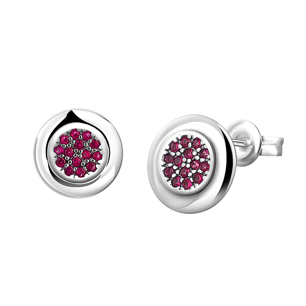 Hot selling 925 silver heart-shaped, pink,red, multi-color crystal sparkling luxury ea close-up view