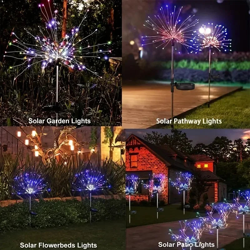 Fireworks Lights Outdoor Waterproof Solar Garden Lights 8 Lighting Modes additional angle