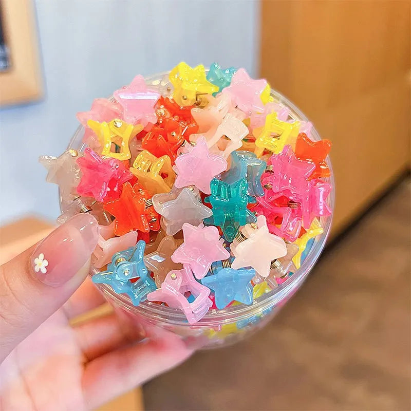 50Pcs Girls Cartoon Hair Clips Cute Small Claw Clips Flower Star Design Children's Fa alternate view