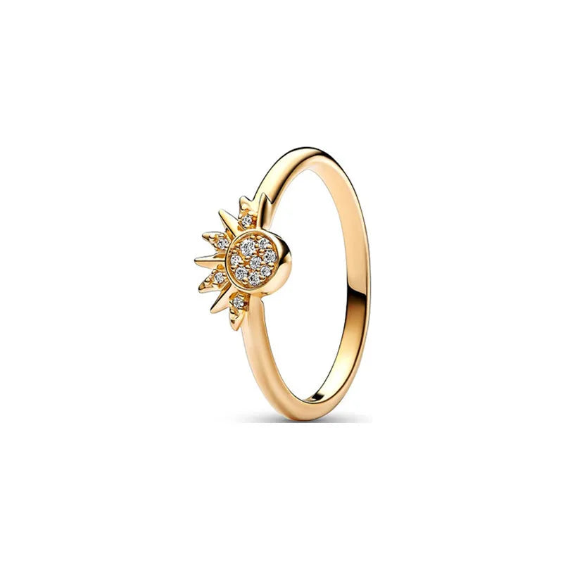 2025 Hot Selling Wholesale Gold Color Sun Heart Bow Size 6 7 8 9 Ring Rings For Tre additional angle