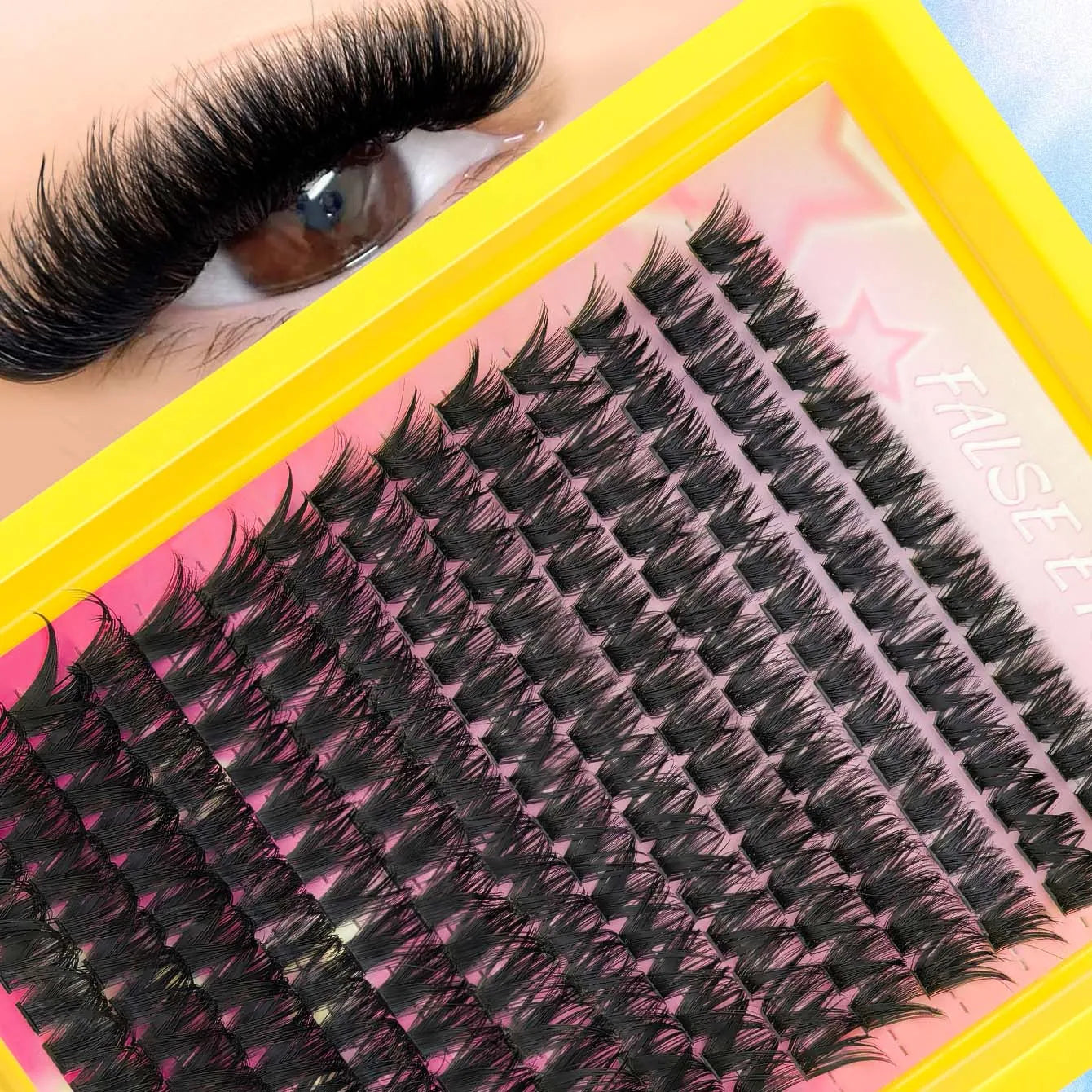 Individual Lashes 8-16mm 200pcs Cluster Lashes Natural Look Mixed Tray DIY Eyelash Extension Volume Lash Clusters Eyelashes Long