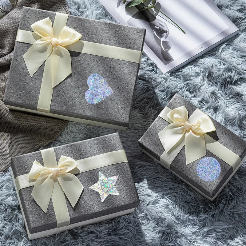 Heart Stickers and Star Stickers Roll | 100-500pcs Thank You Labels for Small Packagin close-up view