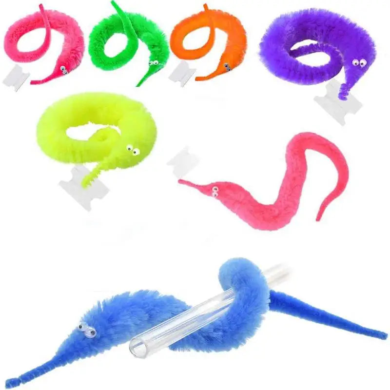 12Pcs Fuzzy Worm Magic Toys | Kids Magic Trick Set and Pet Interactive Toy detail view