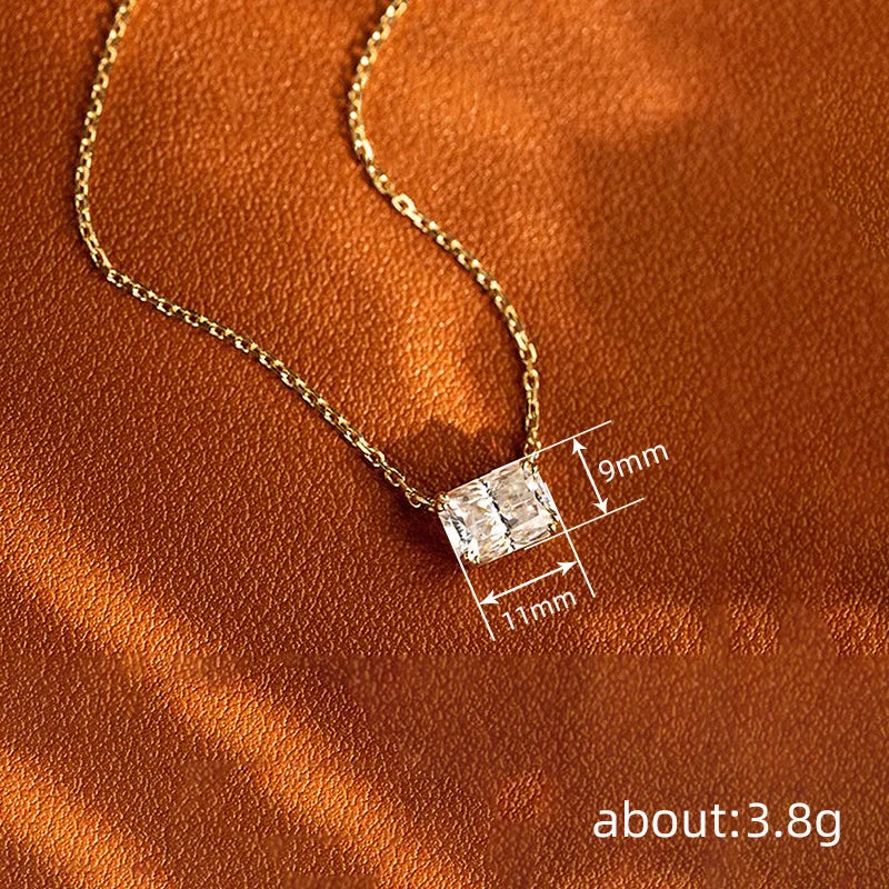 Huitan Temperament Geometric Crystal Cubic Zirconia Pendant Necklace for Women Wedd additional angle