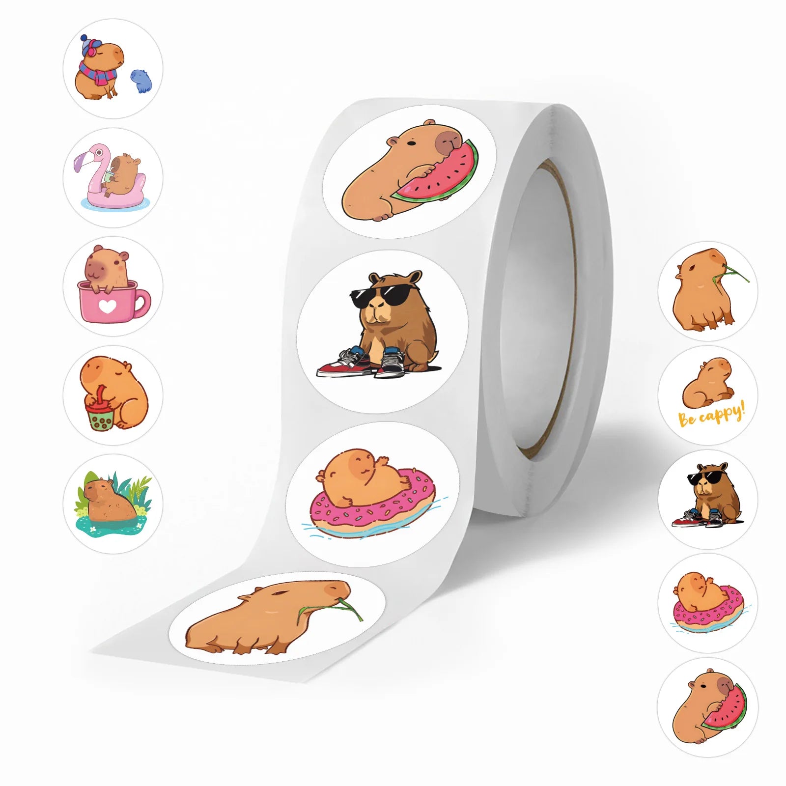 Cute Plump Capybara Cartoon Stickers | 100-500pcs Kawaii Animal Sticker Set for DIY Scrapbooking and