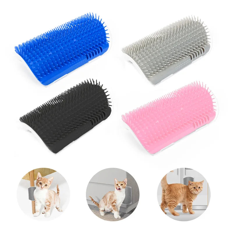Cat Brush Comb Cat Toy with Catnip Cat Wall Brush Corner Cat Scratcher Massage Self Groo detail view
