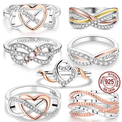 925 Sterling Silver Original Eternal Infinity Love For Mom Rose Gold Plated Heart Rings For Women Cl