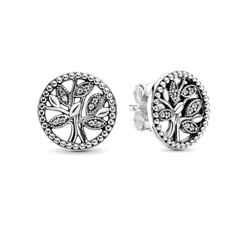 Hot Sell Double Hoop Family Tree Crown Fit Original Charms Diy Fine Jewelry Gift For alternate view