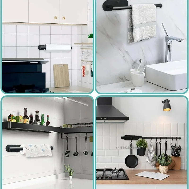 Towel Holder Adhesive Tissue Hanger Toilet Roll Paper Dispenser Cabinet Storage Napki lifestyle view