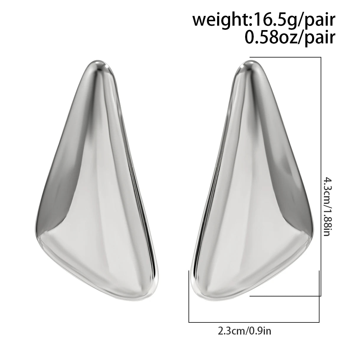 Ingemark Vintage Smooth Metal Triangle Stud Earrings Women Trend Goth Geometric Piercing detail view