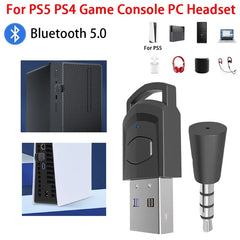 Wireless Bluetooth 5.0 Audio Adapter for PS5 PS4 PC | Low Latency Game Headset Transmitter
