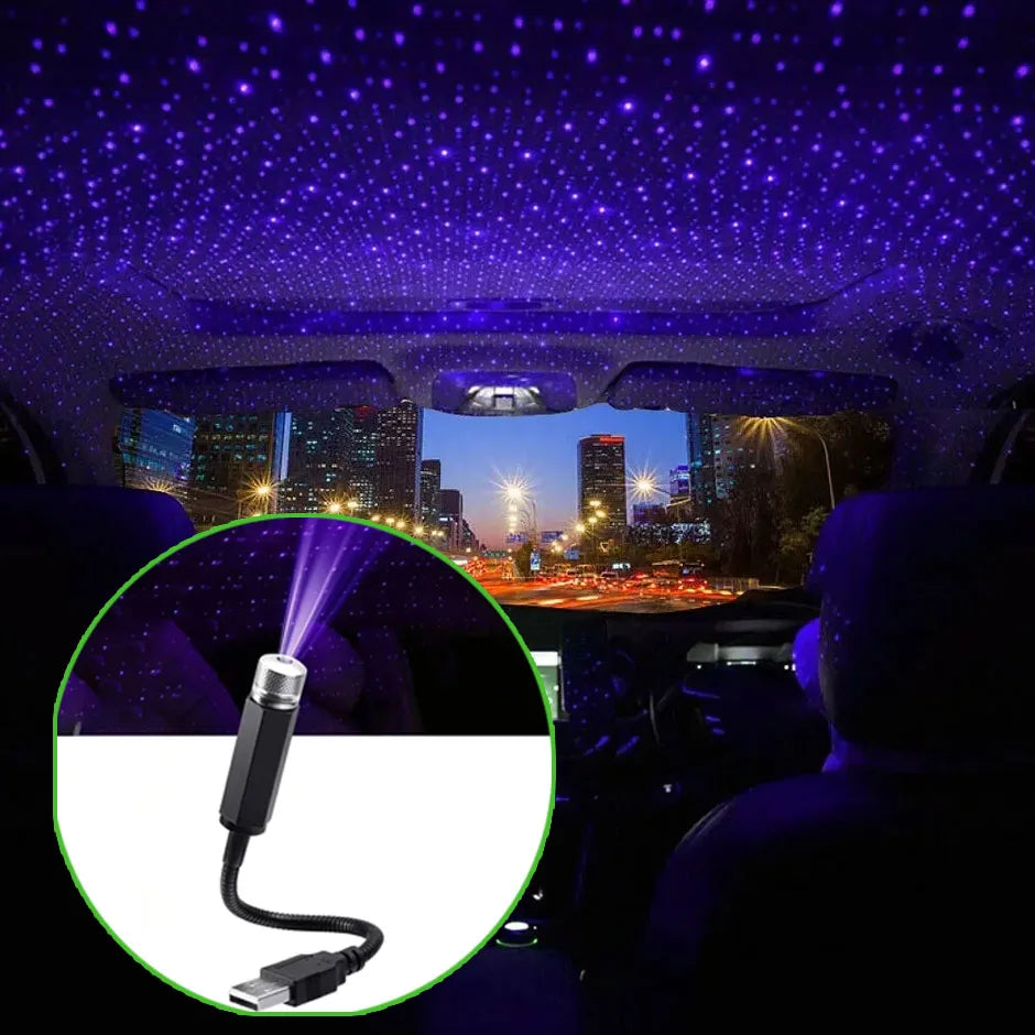 Mini LED Car Roof Star Night Light Projector | USB Galaxy Atmosphere Lamp close-up view