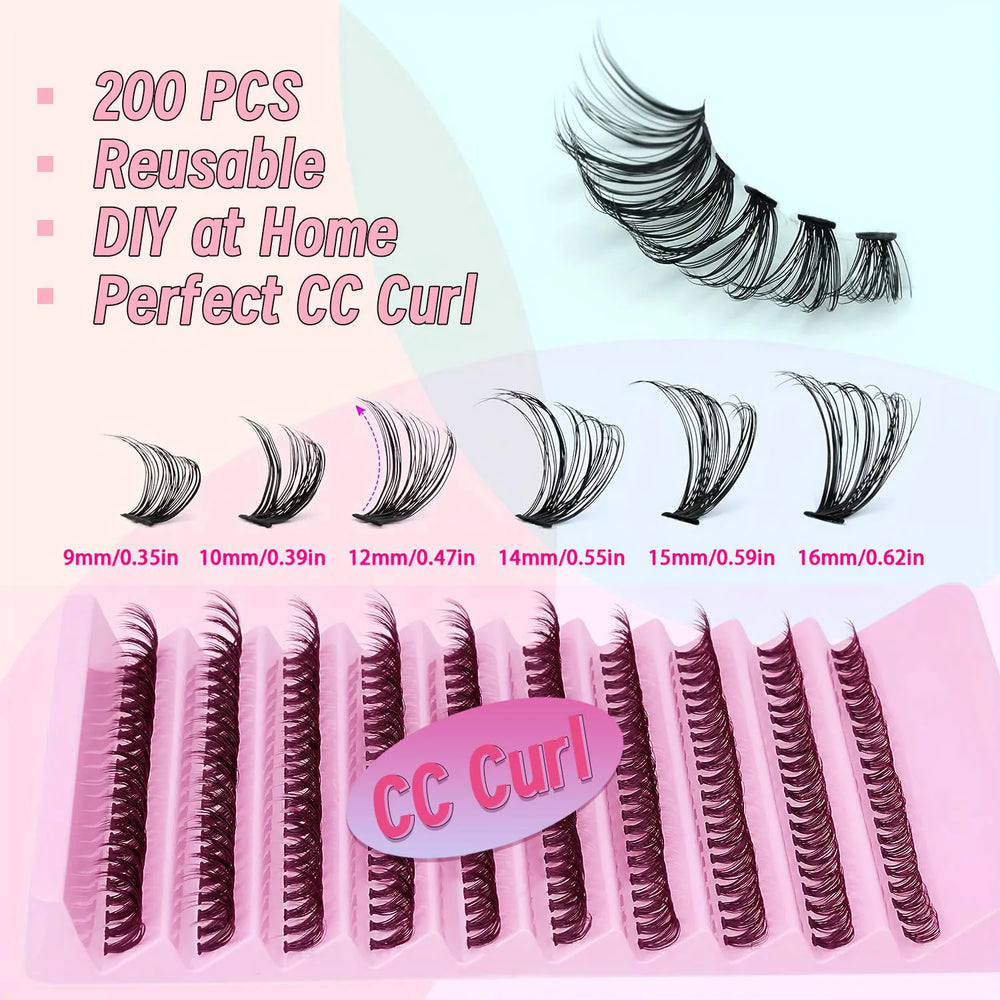 Cluster Lashes 200 Pack | DIY Individual Eyelashes with Natural Wispy Look detail view