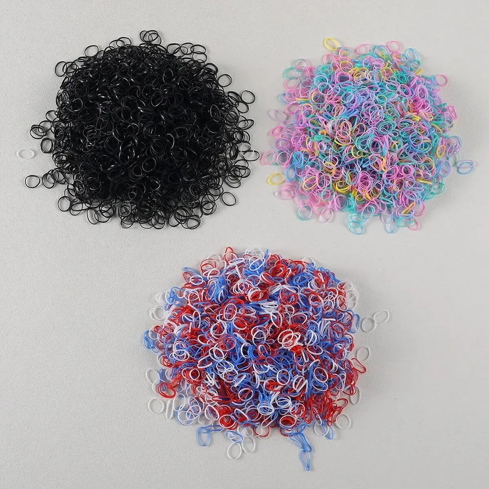1500PCS Disposable Rubber Band Hair Ties for Girls Colorful Children's Headband Pon additional angle