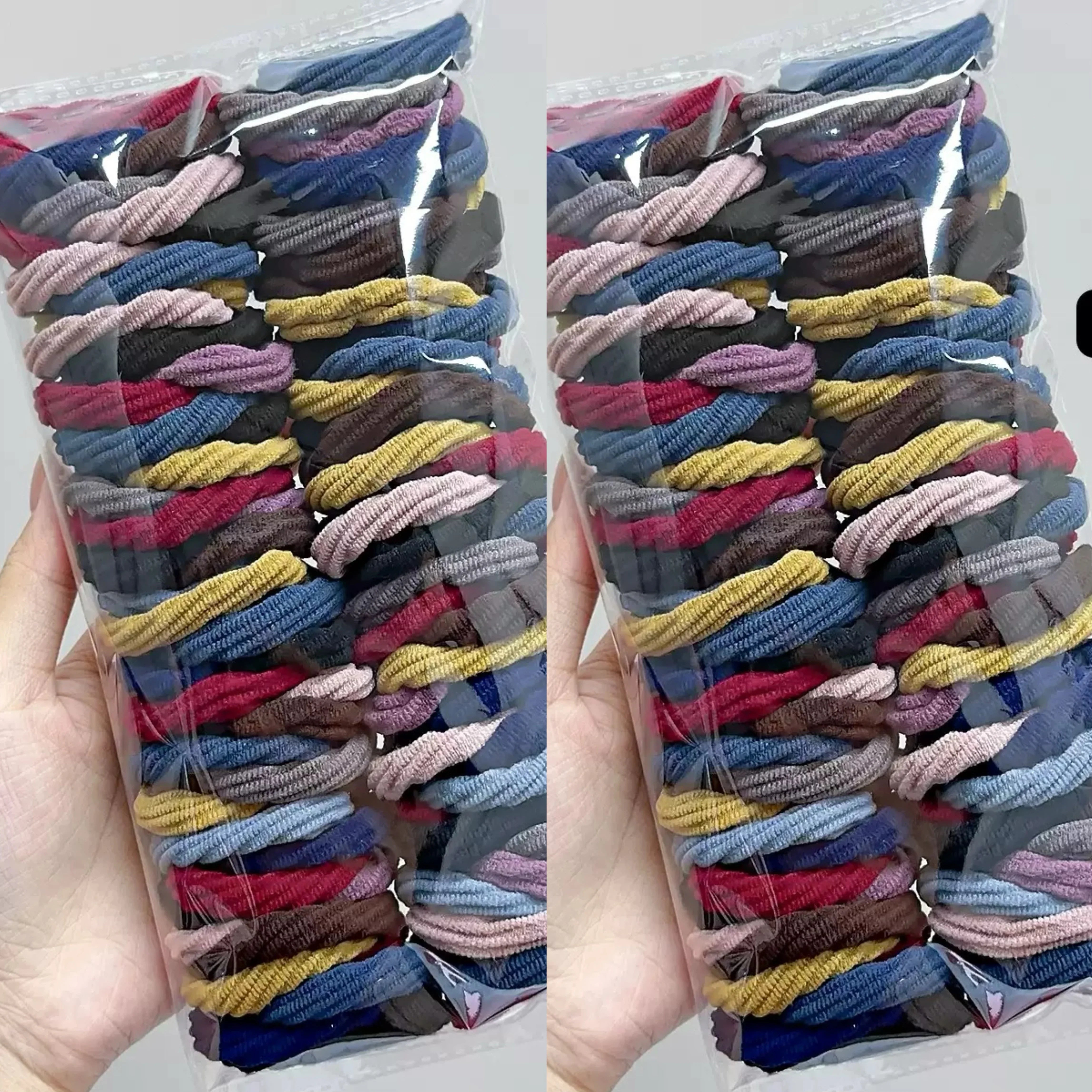 50/100pcs Girl Mixed Color Simple Hair Ties close-up view