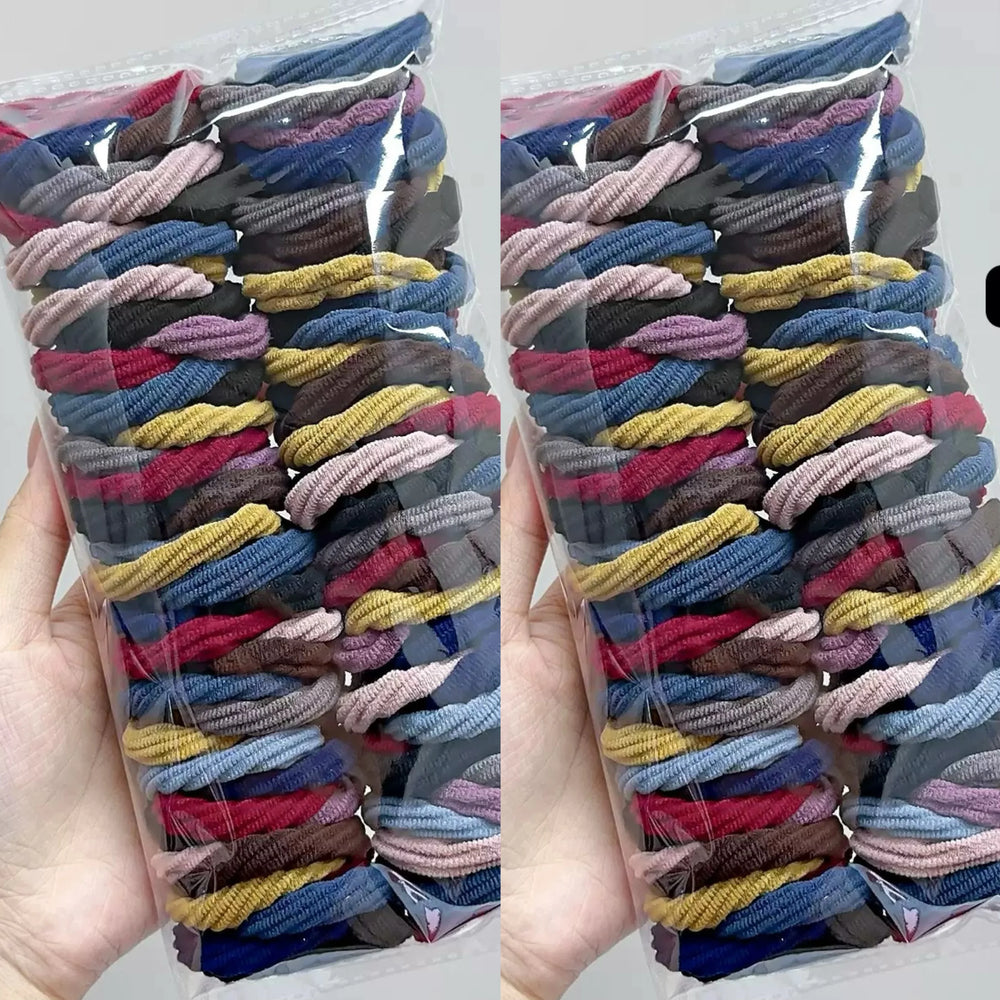 50/100pcs Girl Mixed Color Simple Hair Ties close-up view