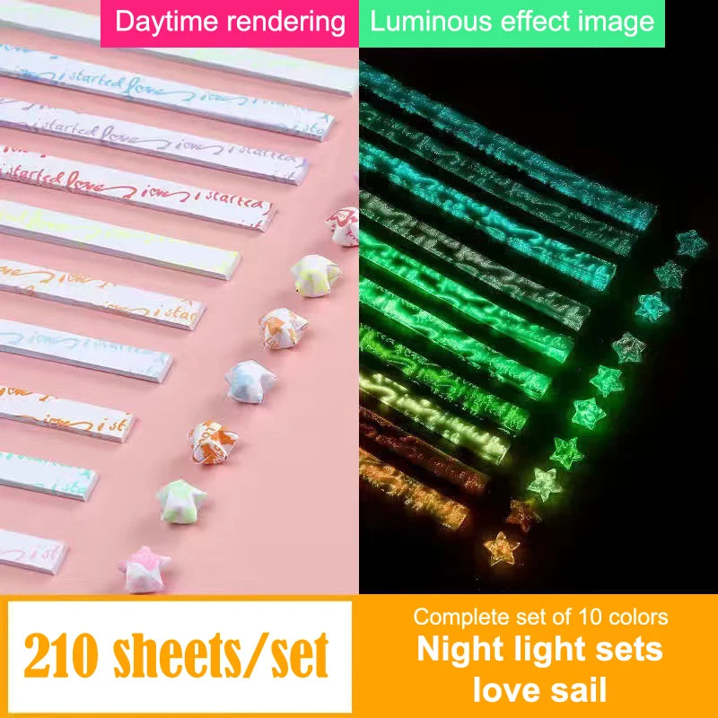 210 Sheets Luminous Origami Paper Stars | DIY Craft Kit for Glowing Lucky Stars alternate view