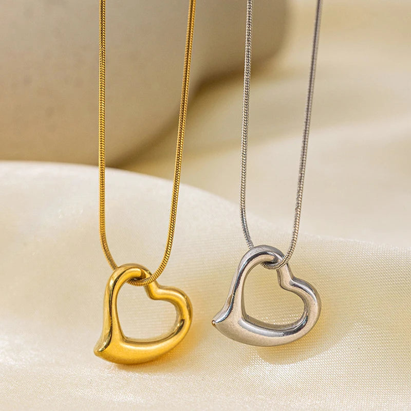 316L Stainless Steel Heart Necklace with Delicate Chain | Hypoallergenic Jewelry Gift fo detail view