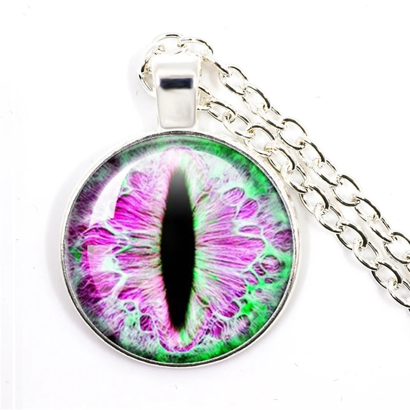 Fashion Evil Eye Pendant Necklace | Trendy Glass Cabochon Jewelry Gift close-up view