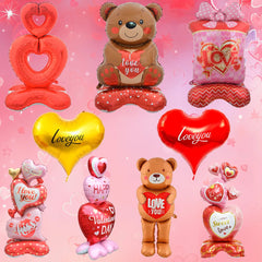 Love Heart Bear Balloon with Stand | Valentine's Day Decor