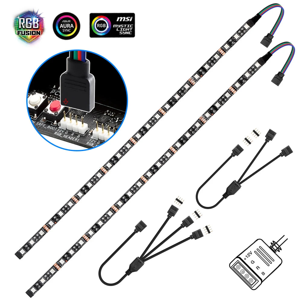 RGB Gaming LED Strip Light 1 to 2/3 Splitter Kit | For 12V Aura Sync Motherboard