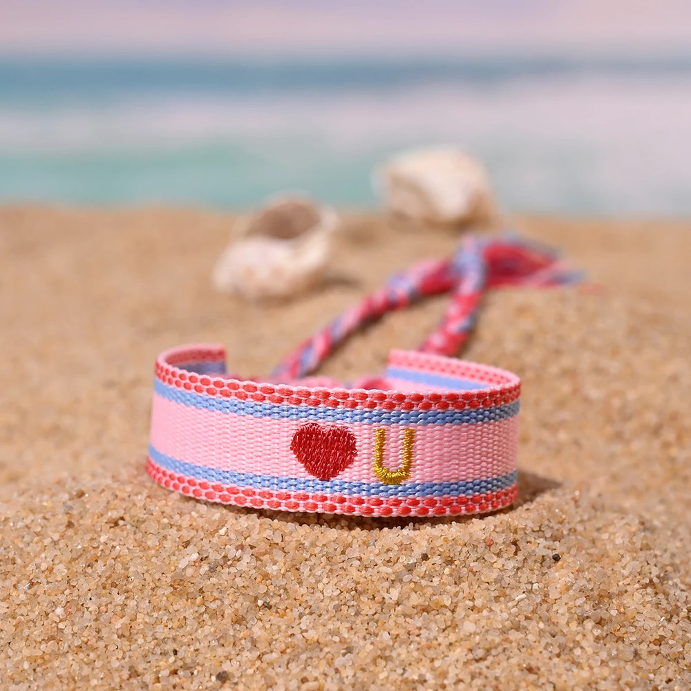 Handwoven Initial Letter Bracelet | Personalized Friendship Gift for Women detail view
