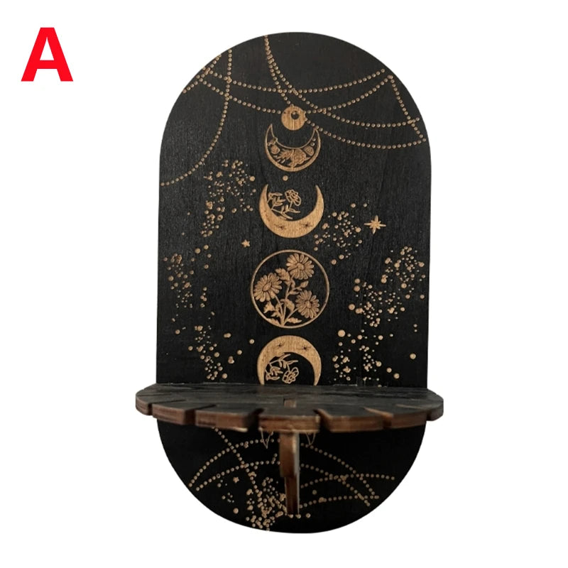 Wooden Crystal Shelf Display Stand | Bohemian Wall Rack for Stones and Jewelry lifestyle view