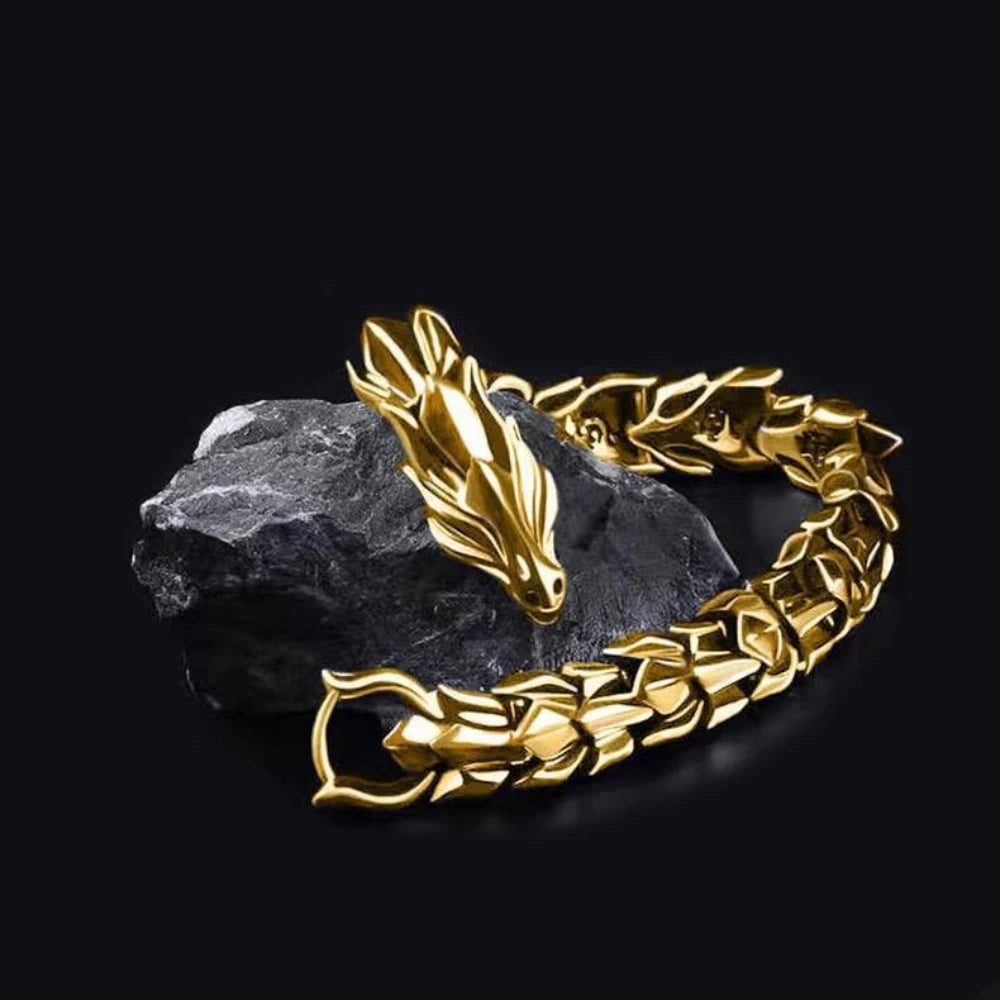 Hip Hop Punk Dragon Scale Bracelet | Bold Keel Design for Men lifestyle view