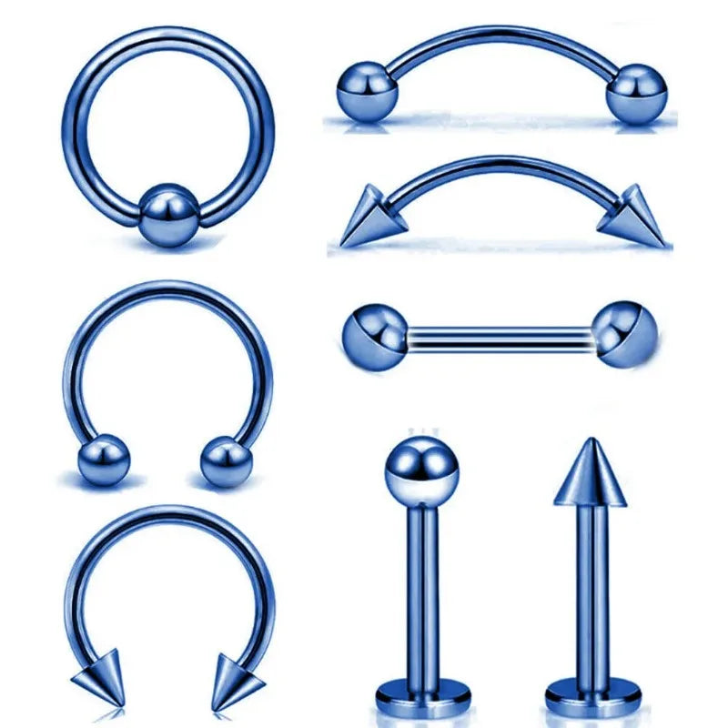 8Pcs Stainless Steel Eyebrow Rings, Lip Ring Nose Hoop Tongue Ring Septum Nose Piercing detail view