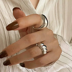 VENTFILLE 925 Sterling Silver Trend Arched Wide Ring For Female Geometry Punk Design Jew detail view